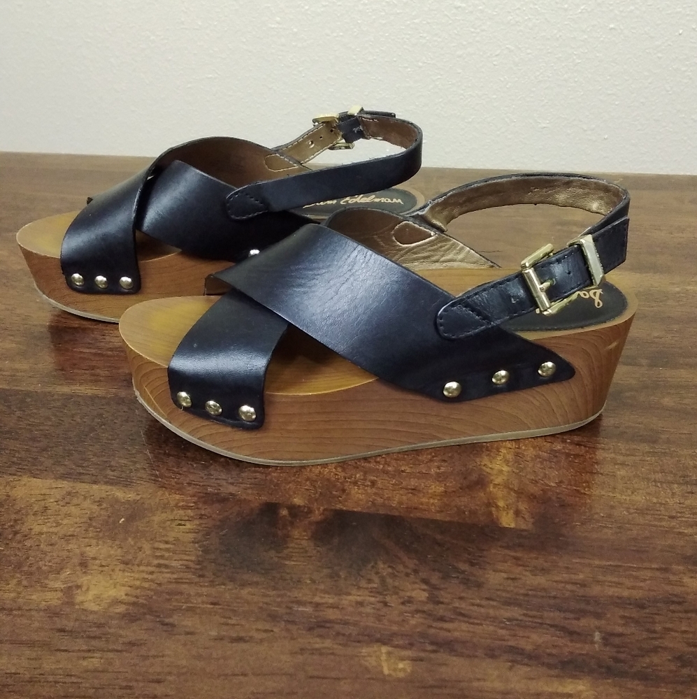 Sam Edelman Bentlee Leather Platform Clogs Size 7